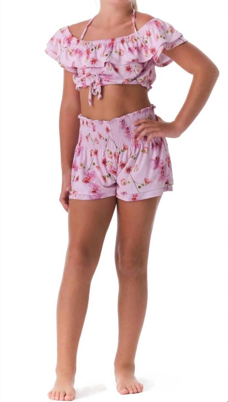 NEW SUBMARINE orchids floral top-notch in pink